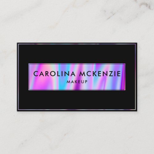 Modern Bold Holographic Makeup Artist Rainbow Business Card