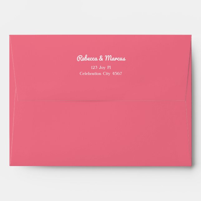 Modern Bold Hot Pink Fuchsia Retro Vibes Wedding Envelope (Back (Top Flap))
