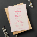 Modern Bold Hot Pink Fuchsia Retro Vibes Wedding Invitation<br><div class="desc">Celebrate your wedding in style and start with sending out these modern semi custom wedding invitations in Hot Pink Fuchsia. The chosen fonts give some retro vibes and you can customize these pink wedding invitations with your own text. This design is part of a wedding invitation suite featuring matching RSVP...</div>
