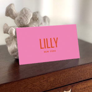 Modern Bold Hot Pink Red  Typography Business Card