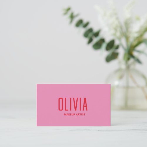 Modern Bold Hot Pink Red Typography Elegant Simple Business Card