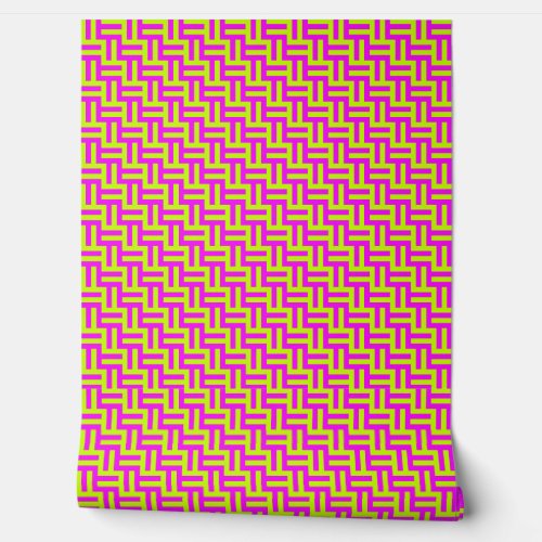 Modern Bold Hot Pink _ Yellow Abstract Pattern Wallpaper