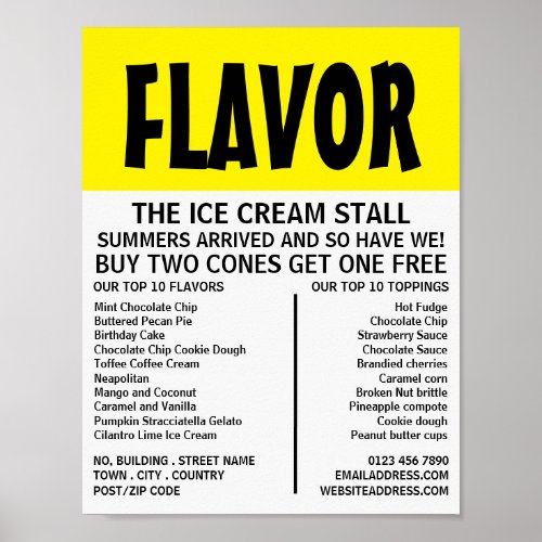 Modern Bold Ice Cream Parlor Advertising Poster