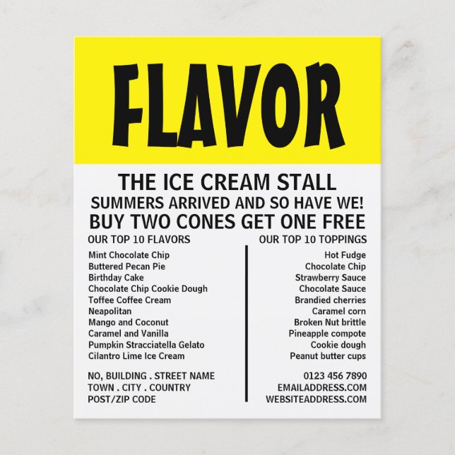 Modern Bold, Ice Cream Parlour Advertising Flyer (Front)