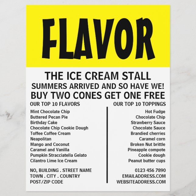 Modern Bold, Ice Cream Parlour Advertising Flyer (Front)