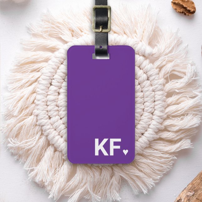 Modern Bold Initial Monogram Heart Personalized Luggage Tag (Creator Uploaded)
