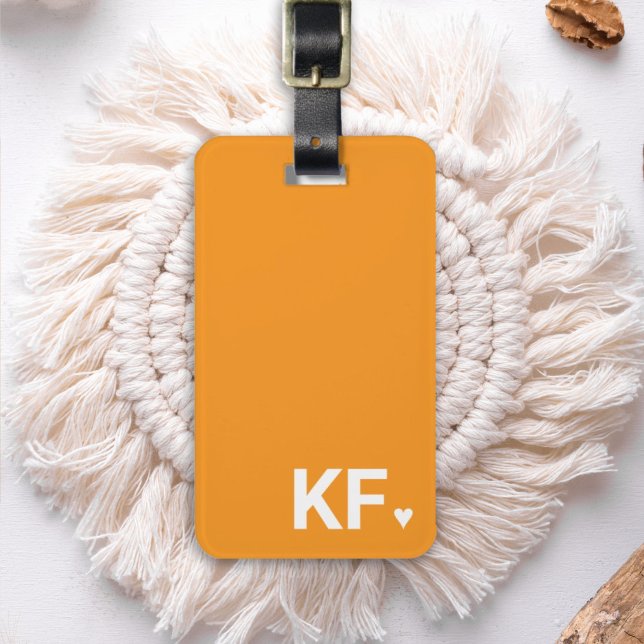 Modern Bold Initial Monogram Heart Personalized Luggage Tag (Creator Uploaded)