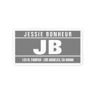 Modern Bold Initials   Grey & White Label