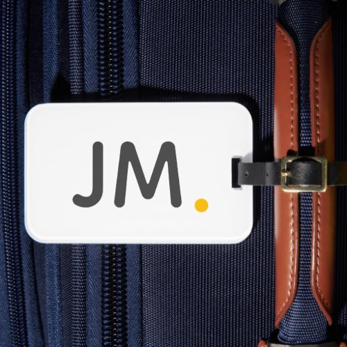 Modern Bold Initials  Stylish Mustard Monogram Luggage Tag