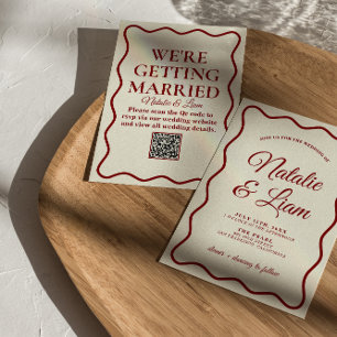 Modern Bold Ivory Fun Retro Funky Unique Wedding Invitation