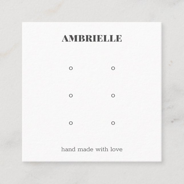 Modern Bold Jewelry 3 stud Earring Display Square Business Card (Front)