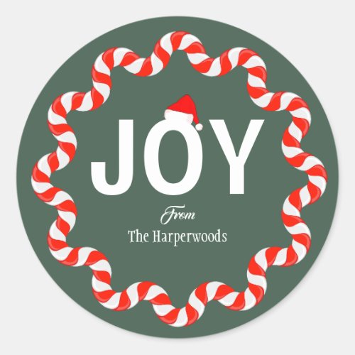 Modern Bold JOY Simple Elegant Christmas Family Classic Round Sticker