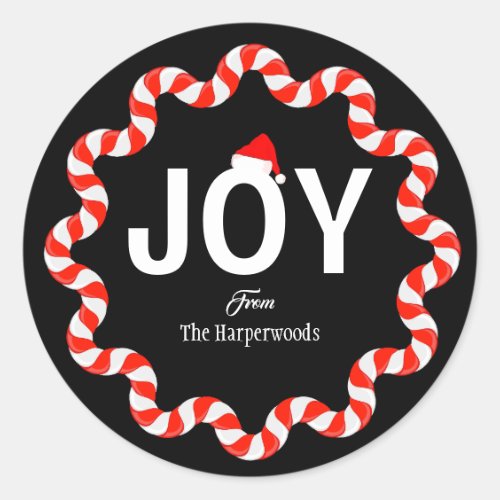 Modern Bold JOY Simple Elegant Christmas Family Classic Round Sticker
