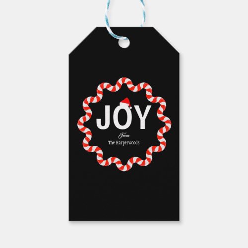 Modern Bold JOY Simple Elegant Christmas Family Gift Tags