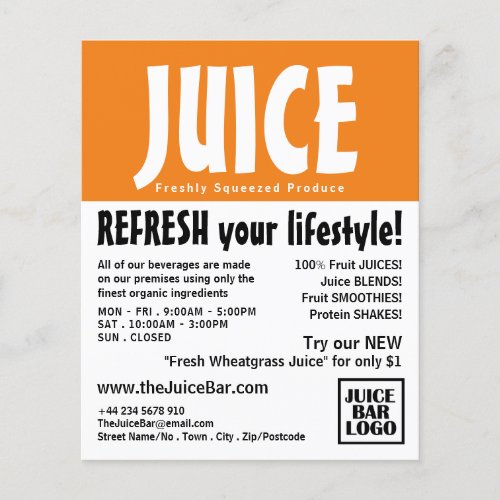 Modern Bold Juice Bar Advertising Flyer
