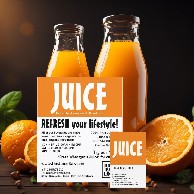 Modern Bold, Juice Bar Business Card (Creator Uploaded)
