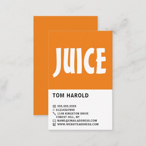 Modern Bold Juice Bar Business Card