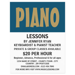 Modern Bold, Keyboard, Piano Lessons Flyer