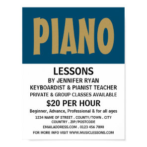 Modern Bold, Keyboard, Piano Lessons Poster