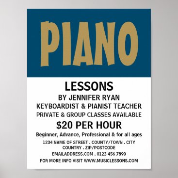 Modern Bold, Keyboard, Piano Lessons Poster
