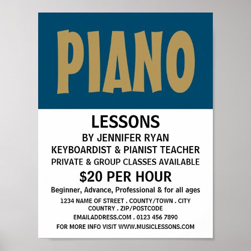 Modern Bold Keyboard Piano Lessons Poster