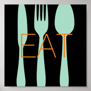 modern bold kitchen quote word art eat poster