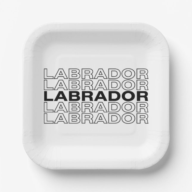 Modern Bold Labrador Typography Graphic  Paper Plates (Front)