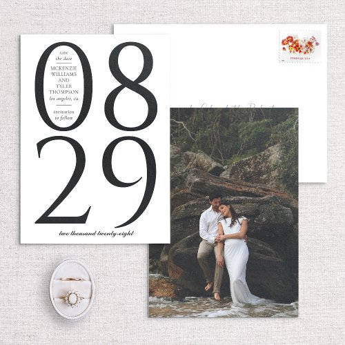 Modern Bold Large Date on White Save The Date