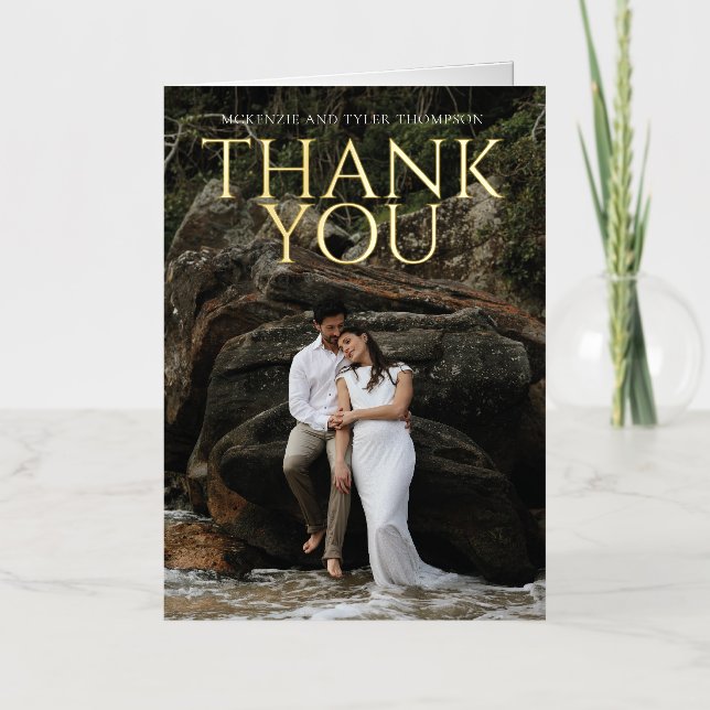 Modern Bold Large Text Folded Foil Greeting Card (Front)