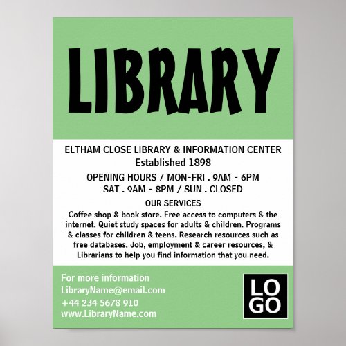 Modern Bold Library Advertising Poster
