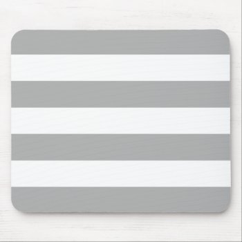 Modern Bold Light Gray And White Stripes Mouse Pad by cardeddesigns at Zazzle