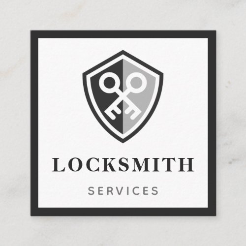 Modern Bold Locksmith Services Black  Gray Classy Square Business Card