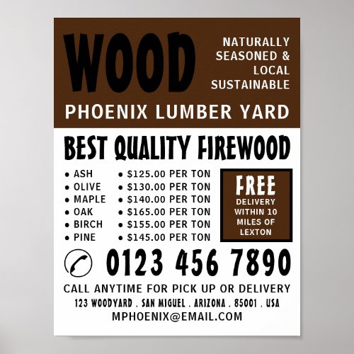 Modern Bold LumberTimberWood Yard Advertising Poster