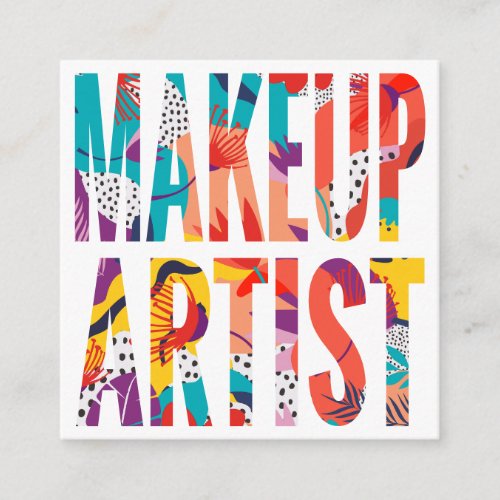 Modern bold makeup artist abstract fashion pattern square business card