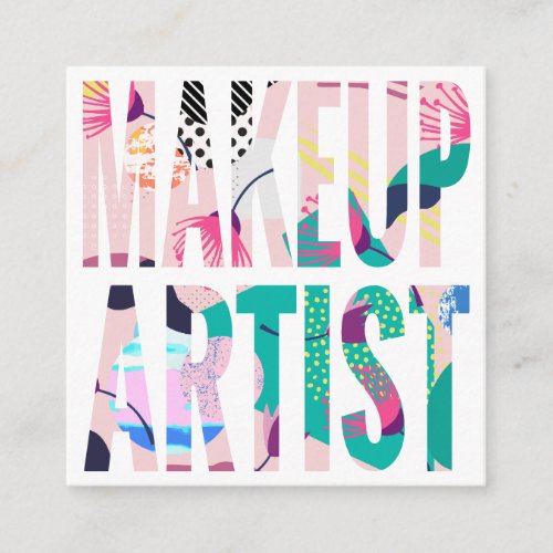 Modern bold makeup artist abstract fashion pattern square business card
