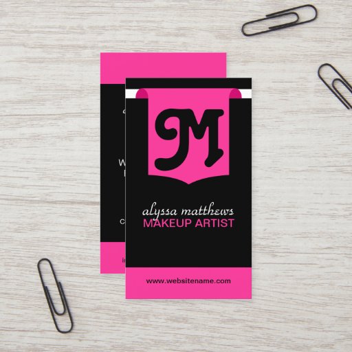 Customizable Modern Bold Makeup Artist Monogram Business Cards