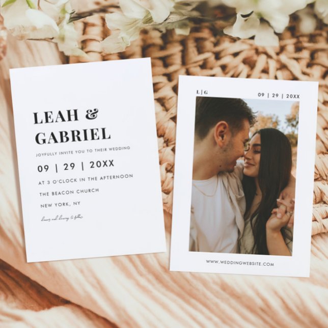 Modern Bold Minimal Photo Monogram Wedding Invitation (Creator Uploaded)