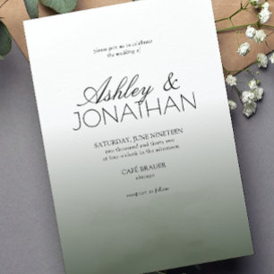 Modern Bold & Minimalist Dark Green Wedding Invitation