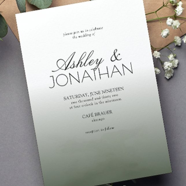 Modern Bold & Minimalist Dark Green Wedding Invitation (Creator Uploaded)
