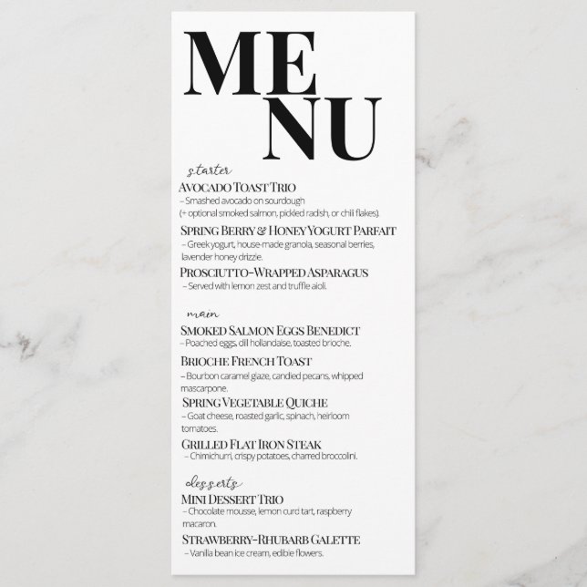  Modern Bold Minimalist Mother’s Day Brunch Menu (Front)