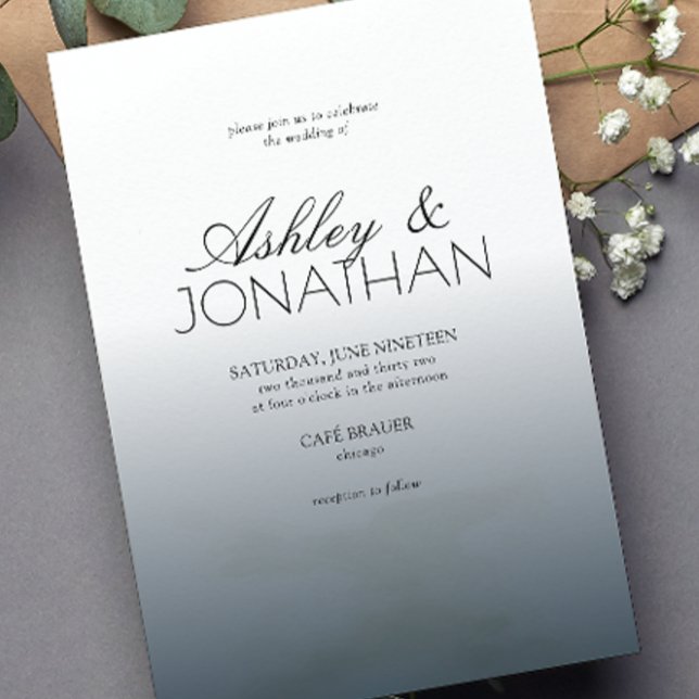 Modern Bold & Minimalist Navy Blue Wedding Invitation (Creator Uploaded)