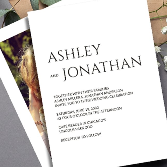 Modern Bold & Minimalist Photo Wedding Invitation (Creator Uploaded)