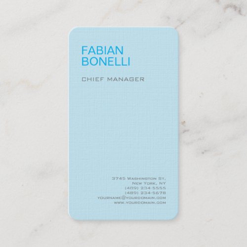 Modern Bold Minimalist Professional Blue Linen Business Card