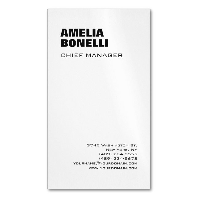 Modern Bold Minimalist Professional  Business Card Magnet (Front Vertical)