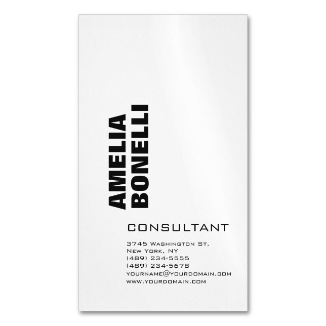 Modern Bold Minimalist Professional Business Card Magnet (Front Vertical)