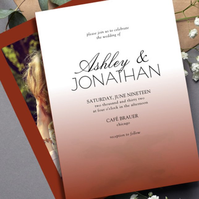 Modern Bold & Minimalist Wedding Crimson Red Photo Invitation (Creator Uploaded)