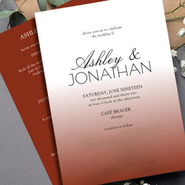 Modern Bold & Minimalist Wedding Red All-in-One Invitation (Creator Uploaded)