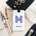 Modern Bold Monogram | Any Color Luggage Tag<br><div class="desc">This modern and stylish luggage tag features your monogram in a trendy, striped, disco-style typography initial. The luggage tag as shown here features a blue letter on a white background, but you can easily choose any color for the letter and the background in the design tool. A cool and colorful...</div>