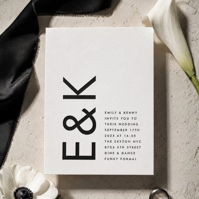 Modern Bold Monogram Axiom Wedding Letterpress Invitation (Creator Uploaded)