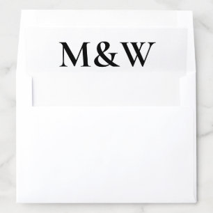 Modern Bold Monogram Black and White Wedding Envelope Liner